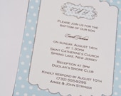 Blue Polka Dot Frame Birthday Party Baptism Baby Shower Invitation Set of 10 by Belleza e Luce Il_170x135