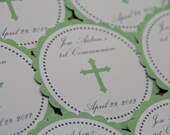 Communion Baptism Christening Party Favor Tags Sage Green Cross set of 12 by Belleza e Luce