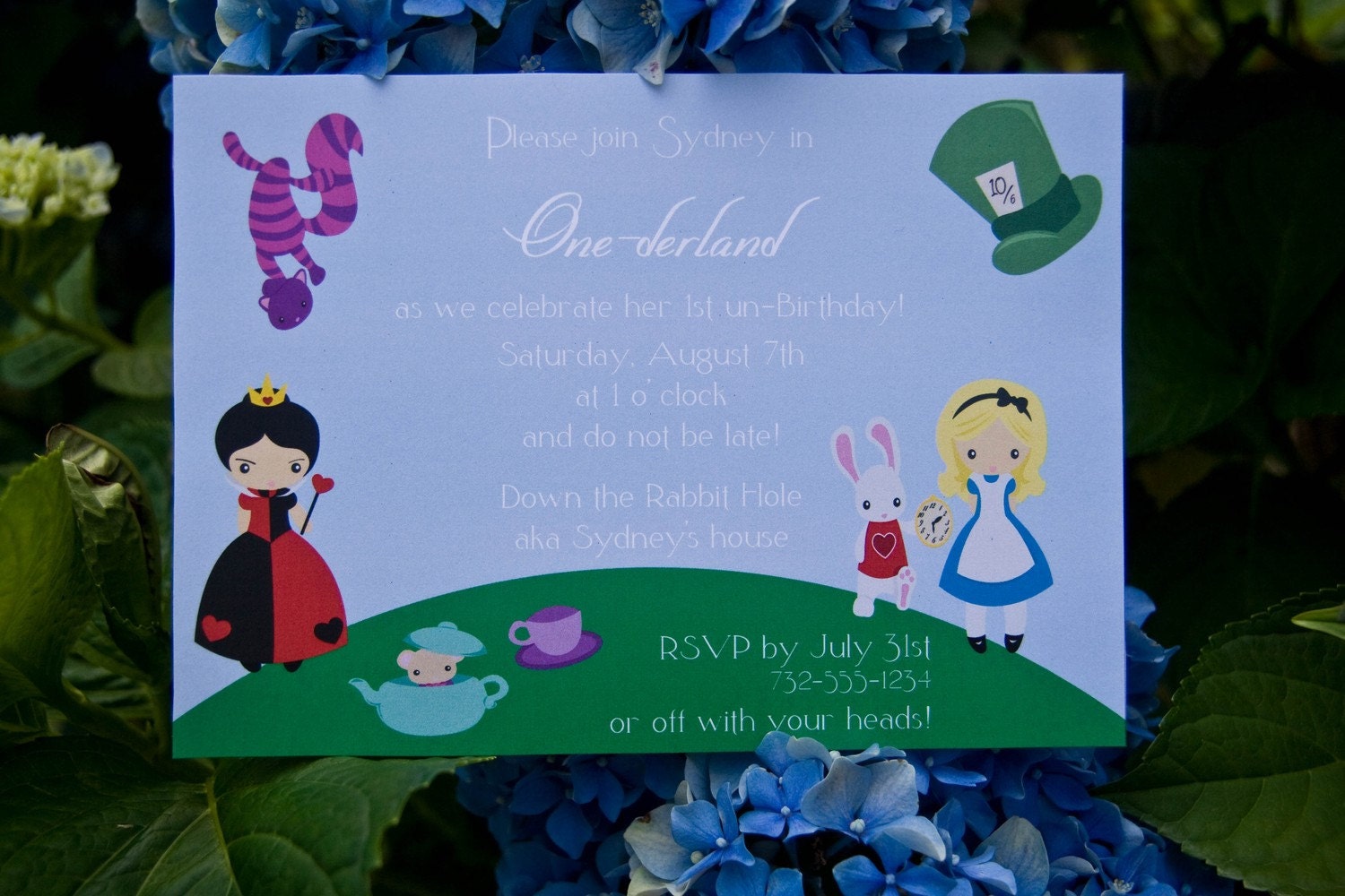 Alice in Wonderland Party Invitation Printable Birthday Party Invitation Onederland by Belleza e Luce Il_570xn