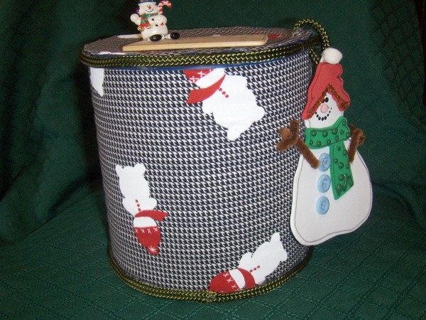Snowman Tin Container One Of A Kind   OOAK
