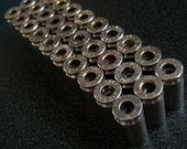Bullet Shell Casings-50 Nickel Silver Brass 9mm Bullet Shell Casings with primer removed For Jewelry-Steampunk or Craft Projects....Lot 40A