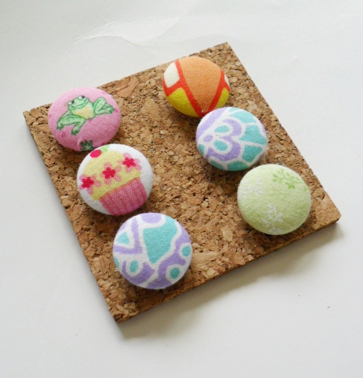Easter Spring Fabric Covered Push Pin Thumbtack Set