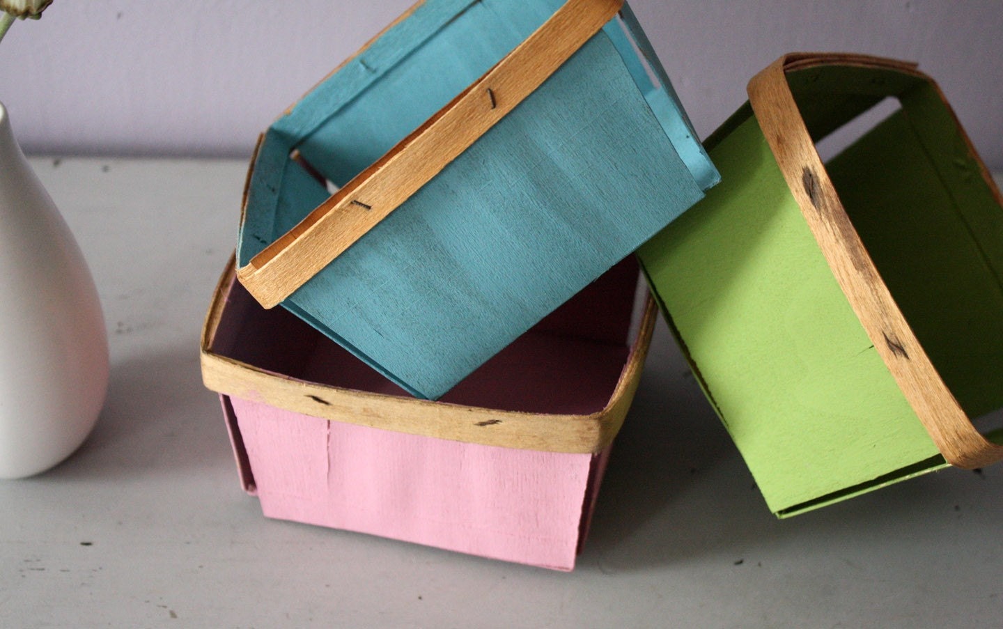 hand painted. vintage. rustic. berry baskets.