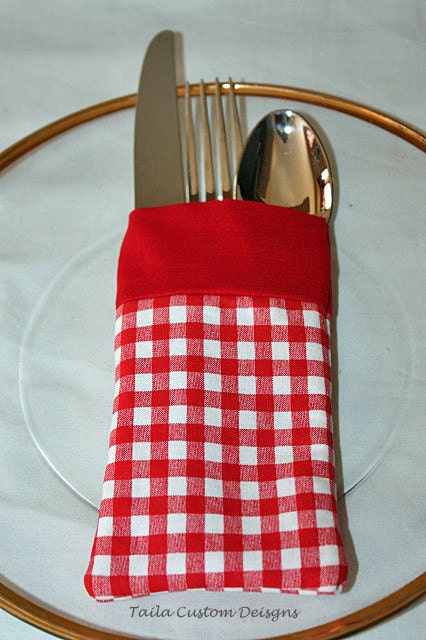 Utensil Silverware Holder Pouch Reusable by TailaCustomDesigns