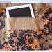 Half Apron Craft Art Teacher Vendor iPad Brown Floral Flower Fabric (4 Pockets)