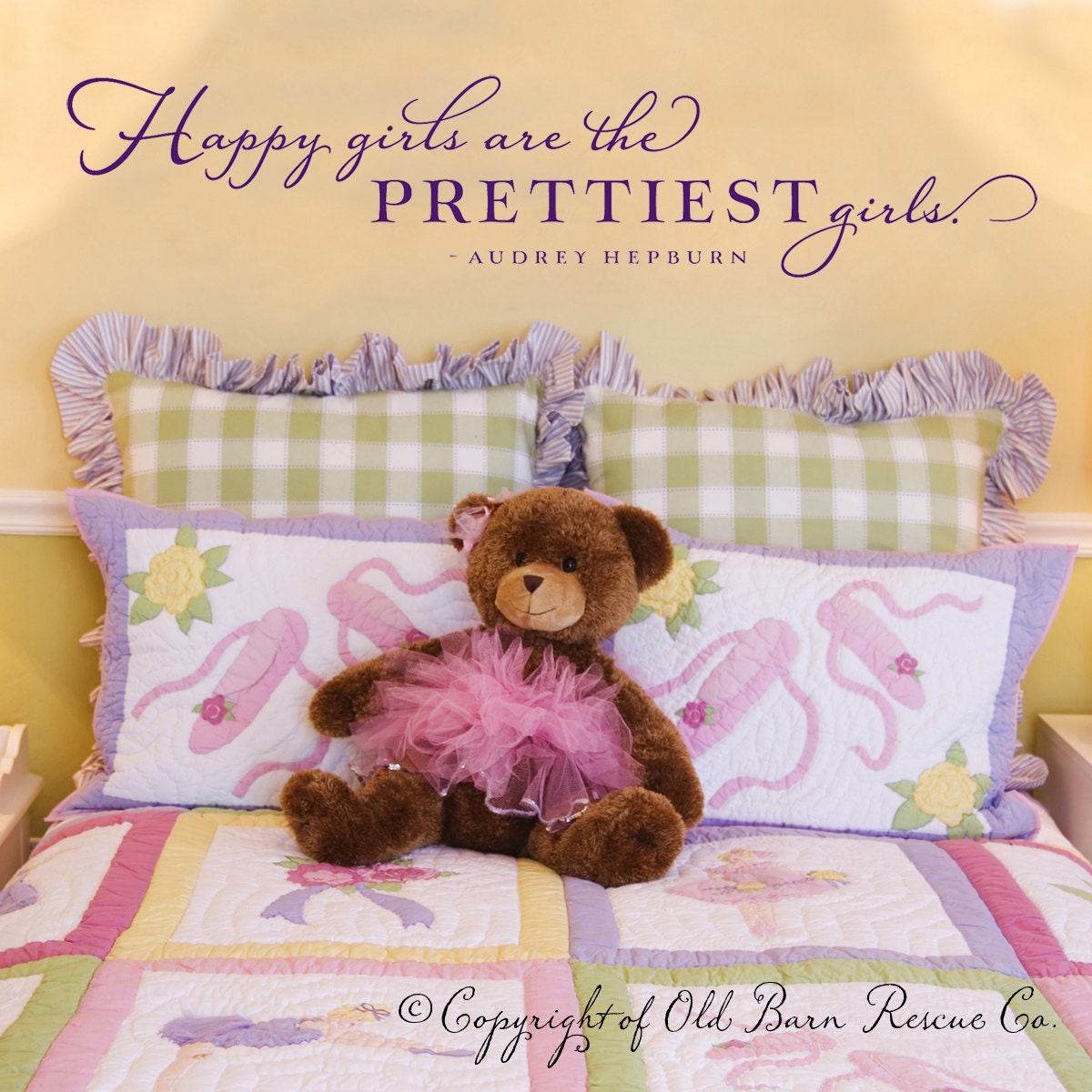 Happy girls are the prettiest girls - Vinyl Wall Decal lettering art design quote