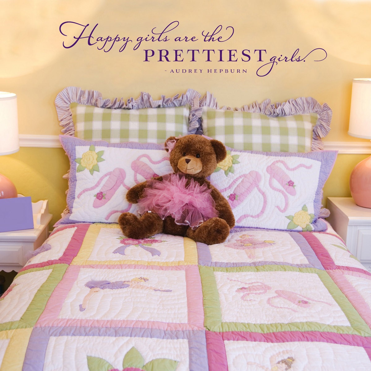 Happy girls are the prettiest girls - Vinyl Wall Decal lettering art design quote