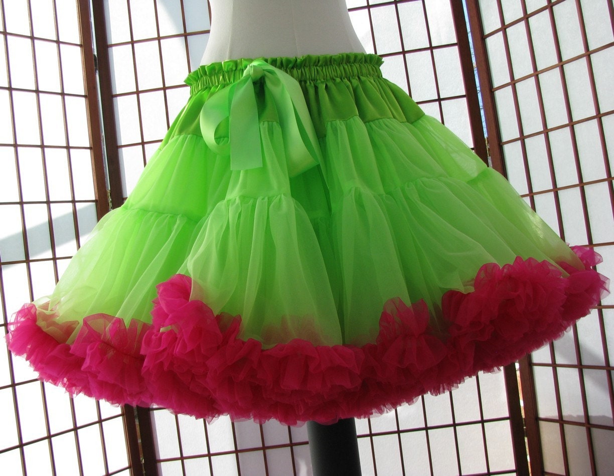 Pettiskirt Chartreuse Green and Fuchsia Size X-Small Custom