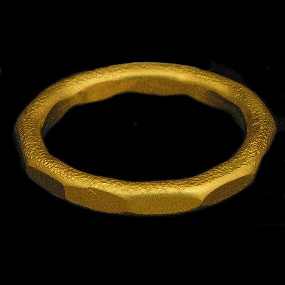 22k Gold Hammered Faceted Men's Ring MADE TO ORDER using 100 Percent Recycled Gold