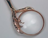 the oracle. part ii. rose gold vermeil magnifying glass and starling claw necklace.