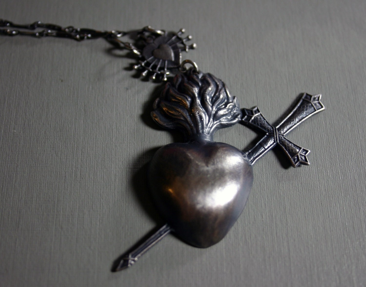 8 of swords. sterling tarot necklace.