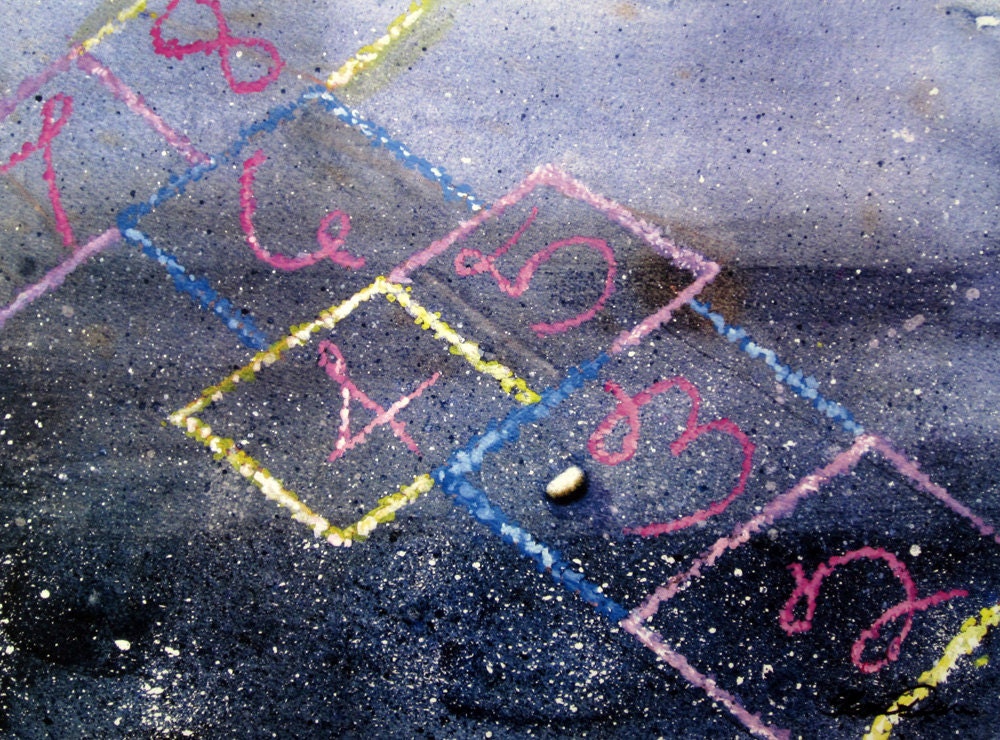 Hopscotch Fun Print Sidewalk Chalk Game 8 x 10