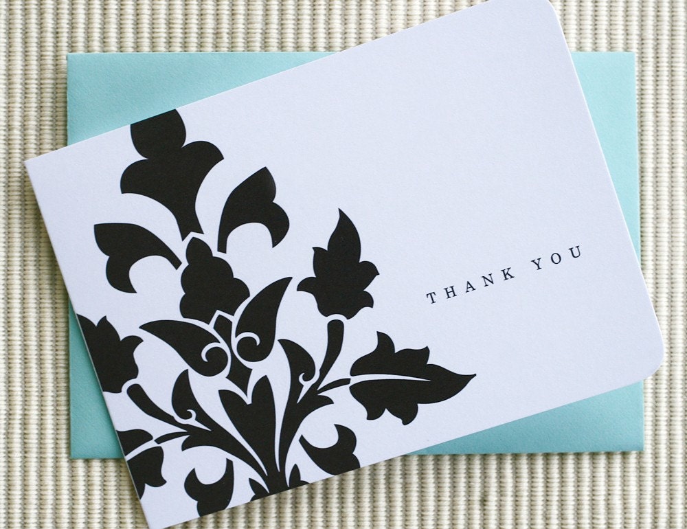 5 Brocade Thank You Cards - Pack of 5