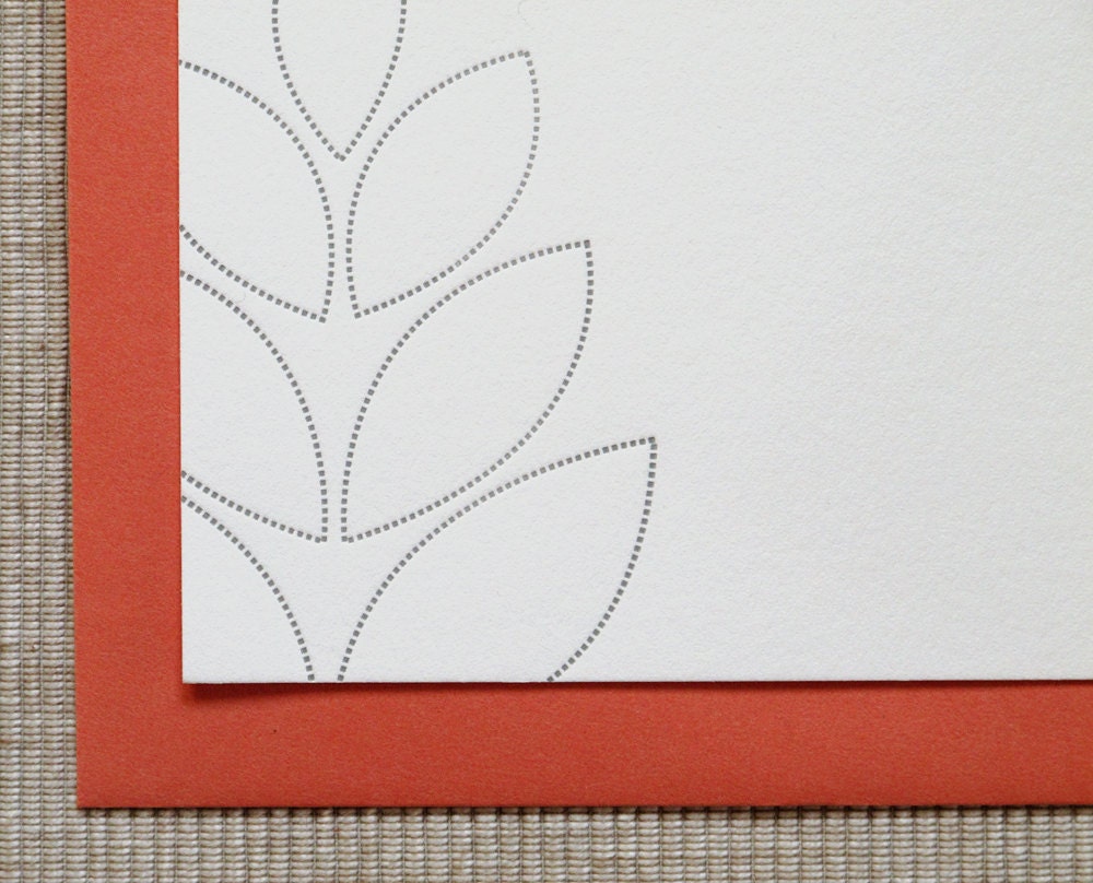 Flat Letterpress Cards - Set of 8 - Calisson Bloom