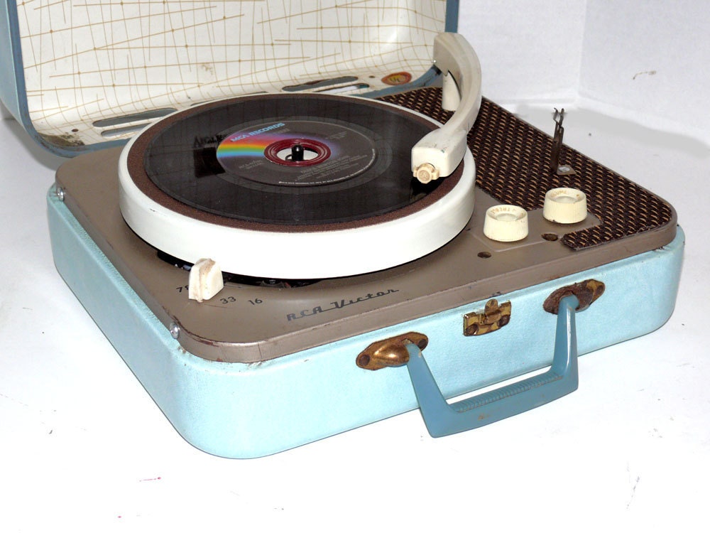 1950s RCA Portable Record Player with Warranty