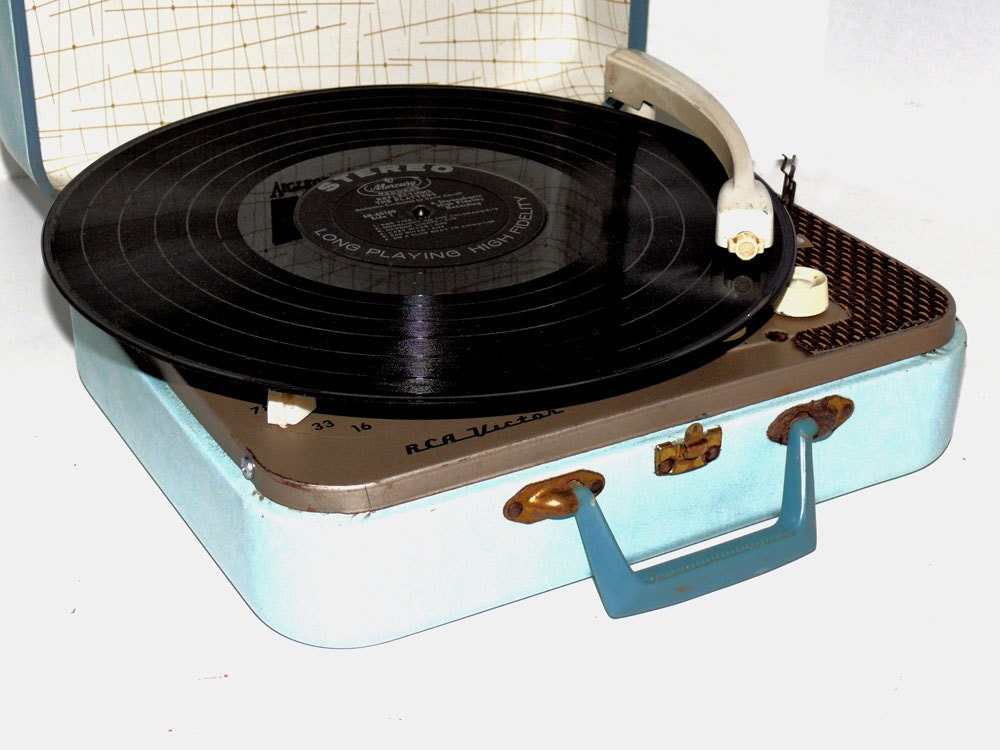 1950s RCA Portable Record Player with Warranty