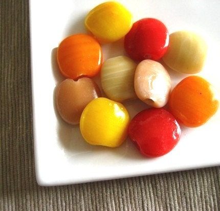 beads glass coin flat WARM mix Indonesia - BULK MIX 20 pcs - bglmix