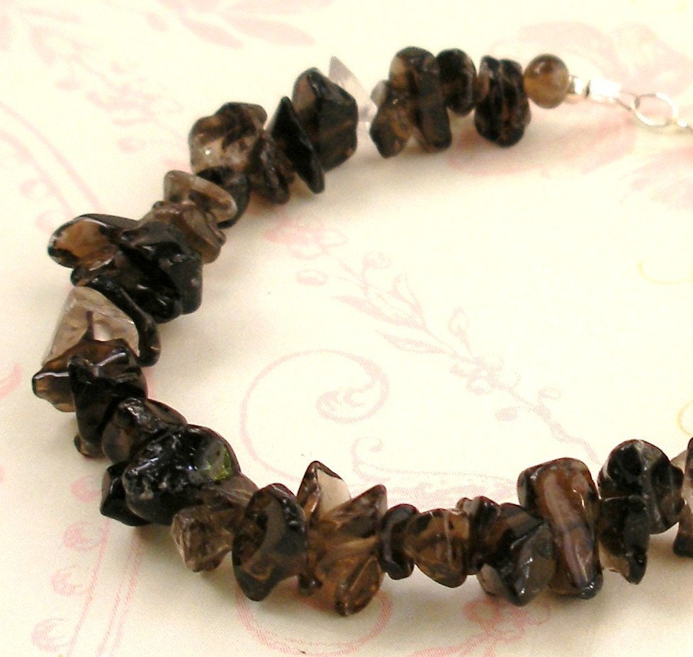 Smoky Quartz Bracelet with Sterling Clasp