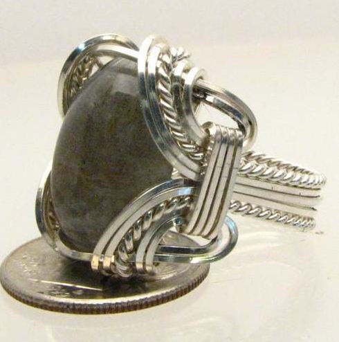 Handmade Wire Wrapped Labradorite Sterling Silver Ring. Custom Personalized Sizing to fit you.