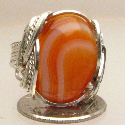 Handmade Wire Wrapped Stripped Sardonyx Sterling Silver Ring. Custom Personalized Sizing to fit you.