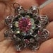 Vintage Layered Pink AB Rhinestone Filigree Pendant Costume Jewelry