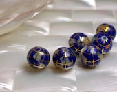 2pcs 10mm Gemstone Blue Lapis Inlay GLOBE beads - jwlrywrkroom