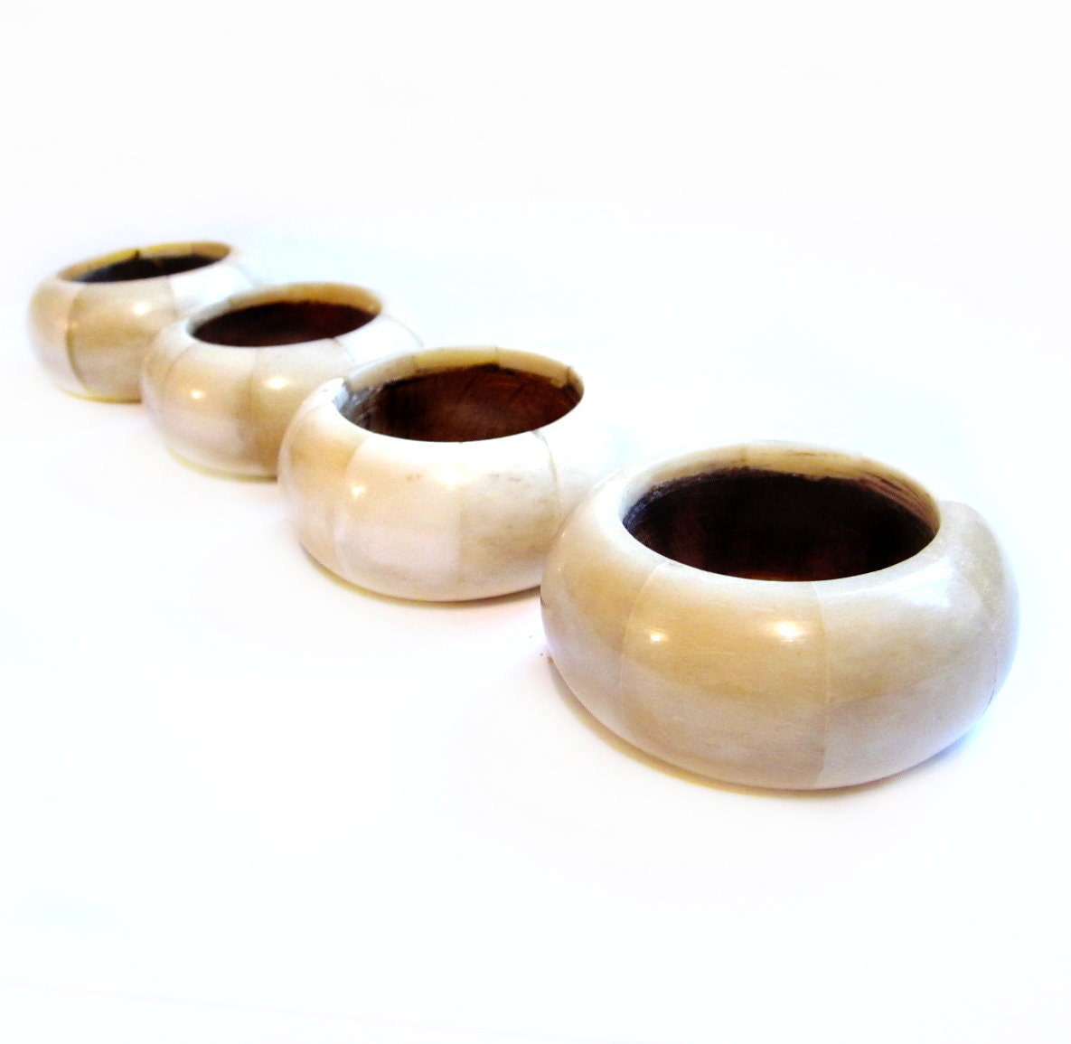 Boho Napkin Rings, Bone Ivory / Wood