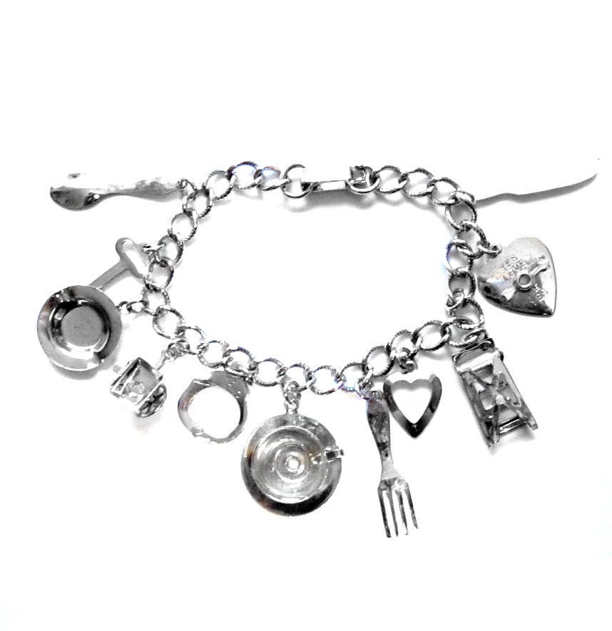 Retro 1960s Silver Charm Bracelet