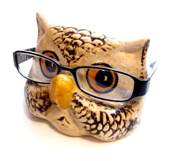 Vintage Eyeglasses Holder / Ceramic Owl Eye by VintagePennyLane
