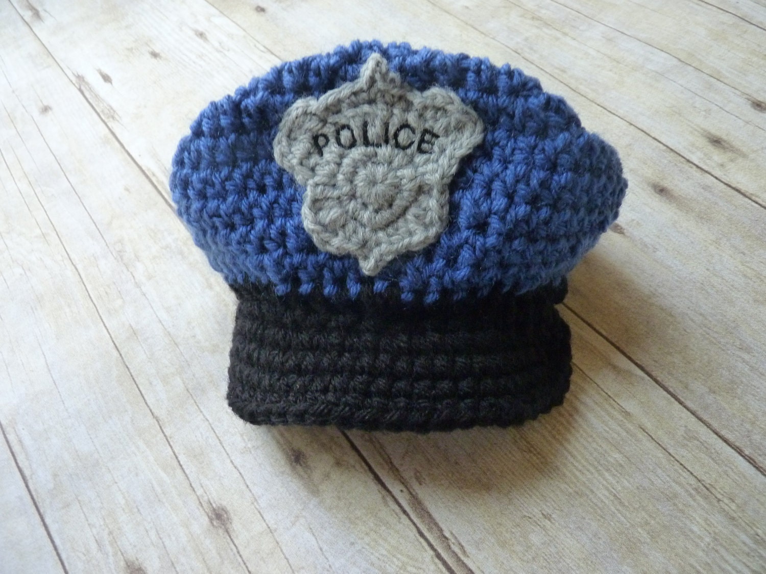 Custom Crochet Police Baby Hat
