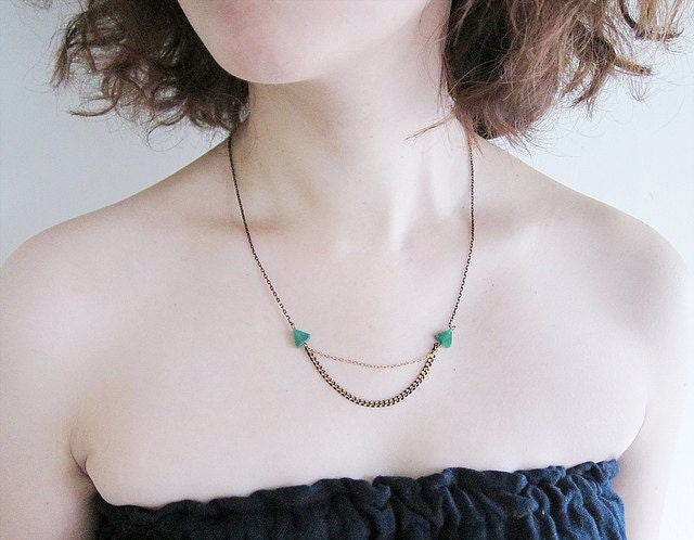Handmade Natural Stone Necklace - Triangle Forest
