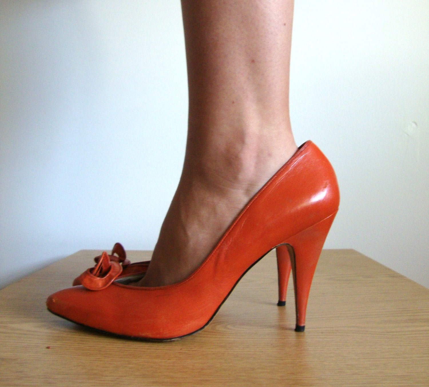 light orange pumps