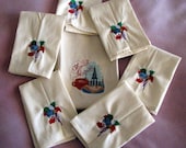Embroidered Mardi Gras set of 6 napkins and a full apron
