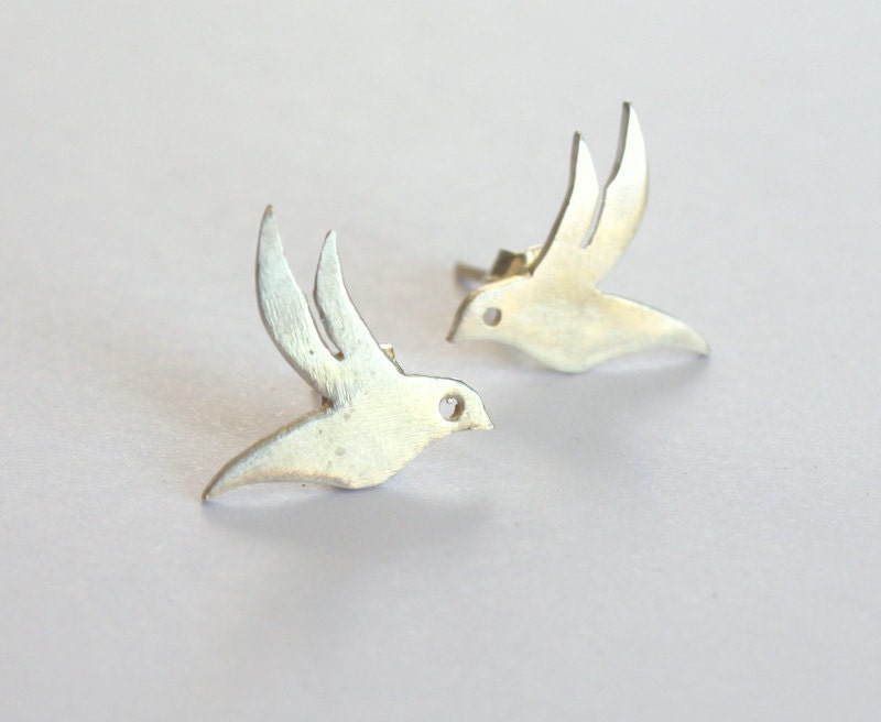 Flying Bird Studs Earrings Free Shipping Etsy Christmas Gift Idea - meltemsem