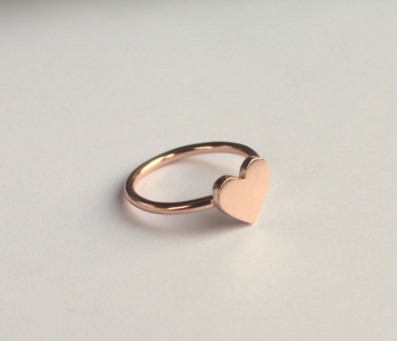 Valentines Day / Womens / Rose Gold Plated Sterling Silver My Love Ring / Heart Ring