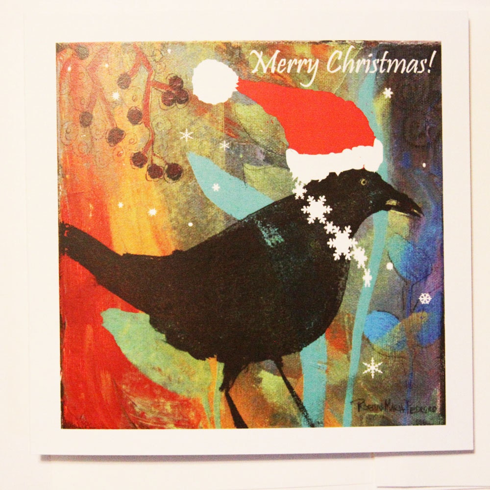 Reserved 16 Crow Christmas Cards By Robinmariapedrero On Etsy