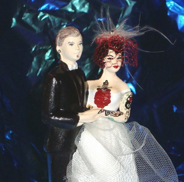 Tattooed Wedding Cake Topper Custom Painted and Personalized to Resemble You