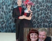 Tattooed Wedding Cake Topper . Vintage Style . Custom Painted and Personalized to Resemble You