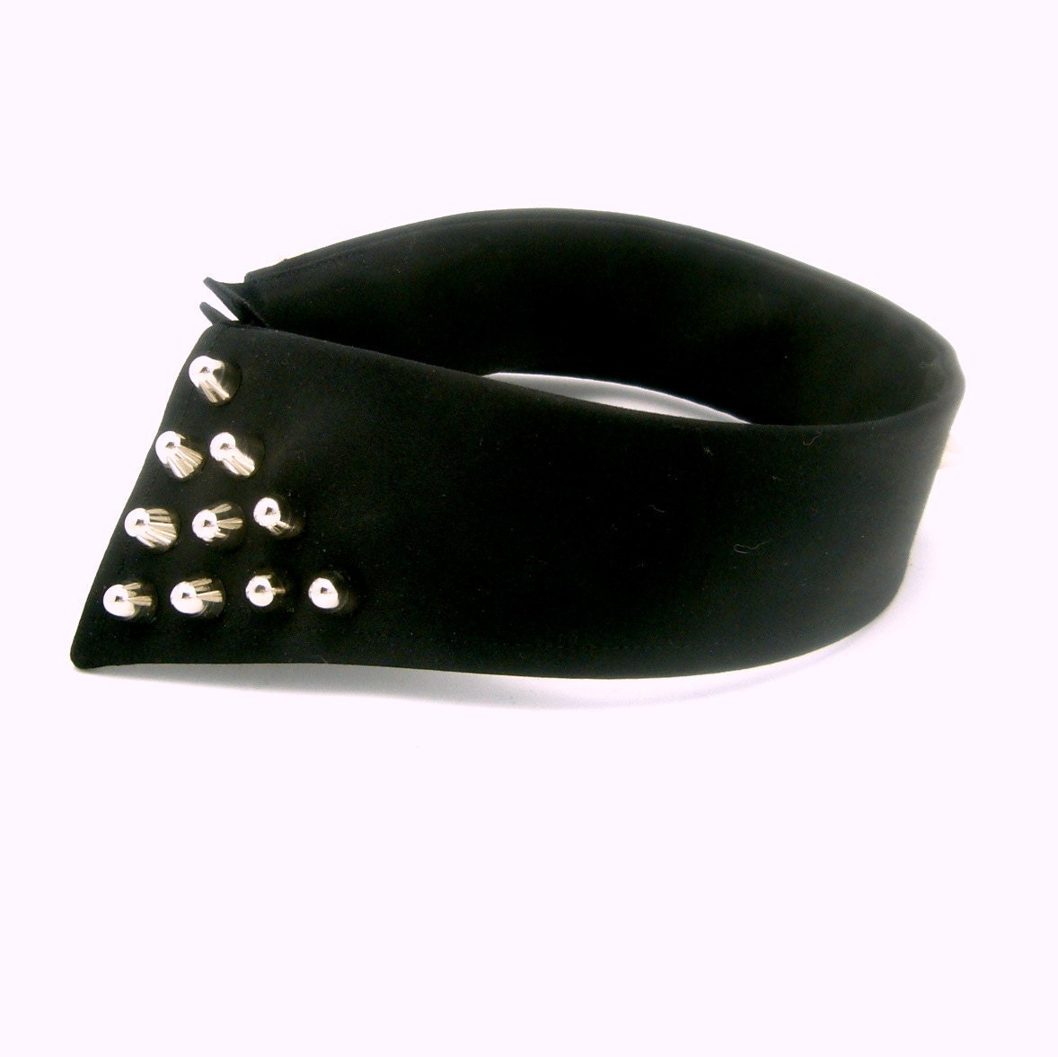Silver Studded Black Detachable Collar