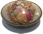 Pill Box with Courting Couple Scene on Lid