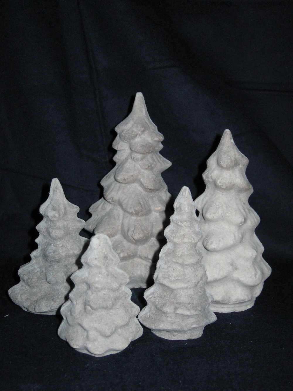 unfinished paper mache set of 5 christmas trees by pawprints49 unfinished paper mache set of 5 christmas trees by pawprints49