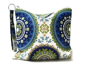 Water Resistant Bag, Zippered Toiletry Bag for Women, Boho Blue, Utility Pouch, Travel Bag, Camp Bag, Re-usable snack pouch