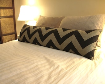 Bolster Pillows,  Body Pillows for Men, Boys, Teens, Oversized Zig Zag in Stone and Black, Insert included