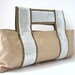 Clutch Bag - Beige and White - Canvas and Sequins - Last one