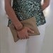 Simple Linen Clutch Bag - Mineral Blue with Leather Wrist Strap