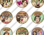 Digital Collage Sheet Bottle Cap 1 inch Circles Girlfriends (Sheet no.FS86) Instant Download