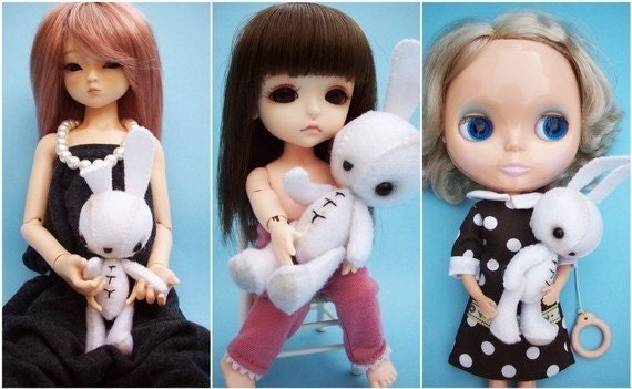 Baby Pink Bunny with Striped Knitted Sweater