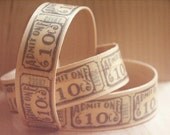 ADMIT ONE 10 CENTS thin wood cuff