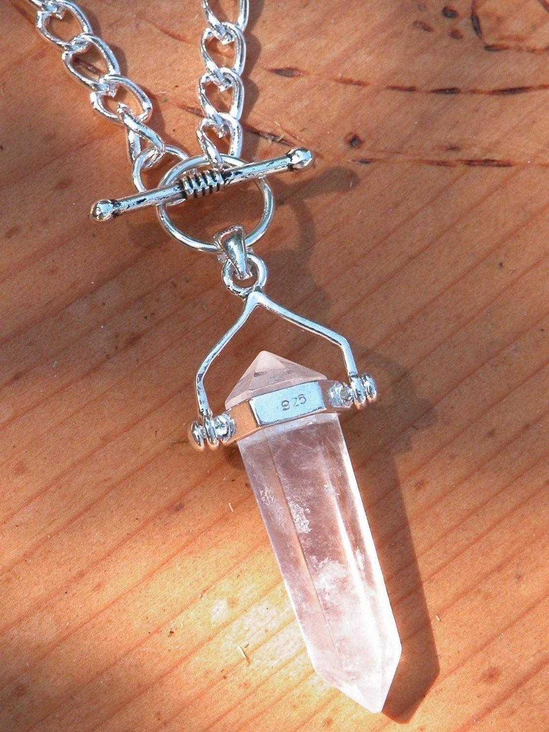 Crystal Quartz Double Pendulum Necklace . Ultimate Power Stone . Protection, Healing, Mental Clarity, Balance, Spiritual Workings