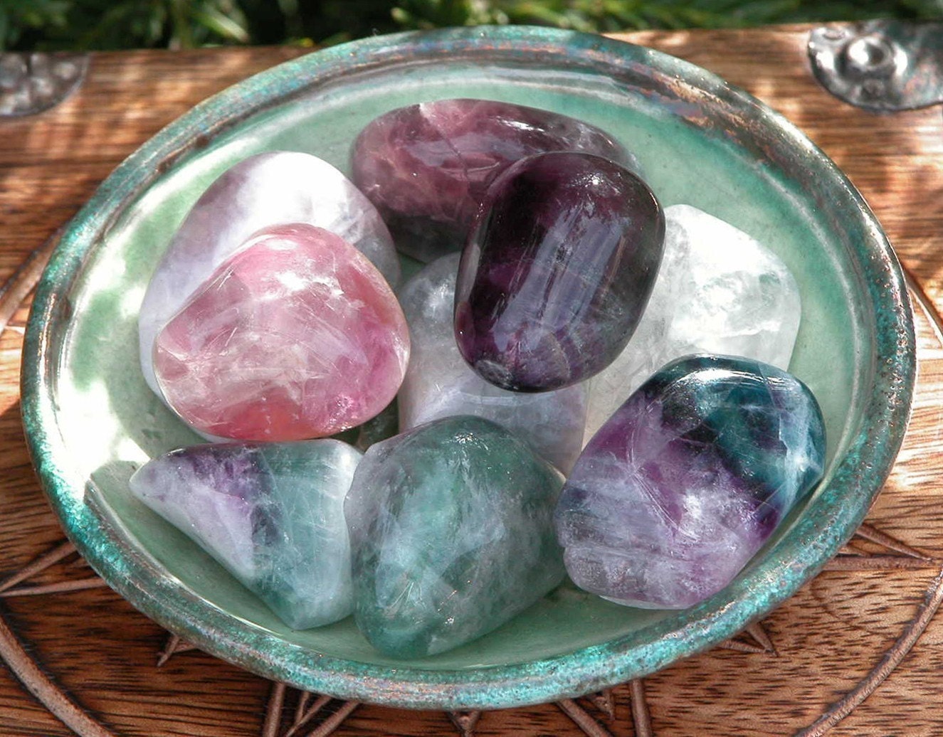 Fluorite Crystal Tumbled Gemstone . For Protection, Healing, Calming, Reducing Stress, Relationships and Mental Clarity . Large